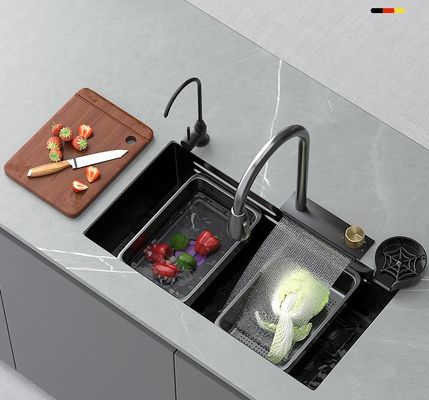 Maison Hôtel Restaurant Salle de bains Noir Nano 304 en acier inoxydable Cuve double faite à la main