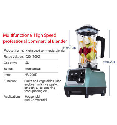 Mélangeur de smoothie de qualité commerciale de 4500 W avec bouton d'éjection de frappeur et capacité de 2 L