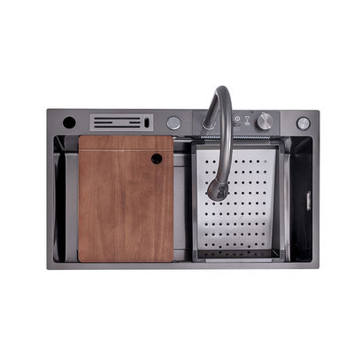 Cuisines modernes Essentiel bassin de lavage gris en acier inoxydable 304 avec conception cascade