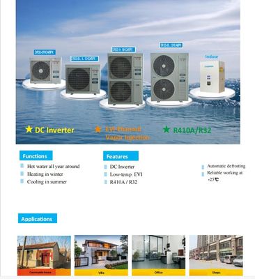 Économie d'énergie 16KW 18KW 20KW 22KW pompe à chaleur air-eau avec compresseur à onduleur