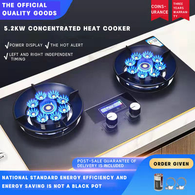 Cuisinière à gaz à brûleur unique avec construction en acier inoxydable et surface en verre trempé