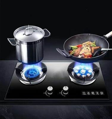Cuisinière électronique à neuf brûleurs à double cuisinière à gaz naturel et GPL