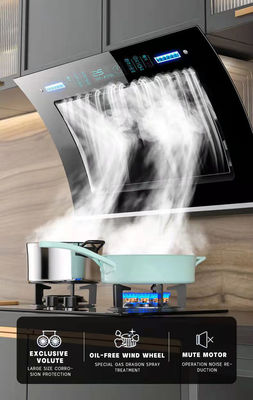 220V bouton d'appuie-bouteille incliné Capuche de cuisinière en verre noir