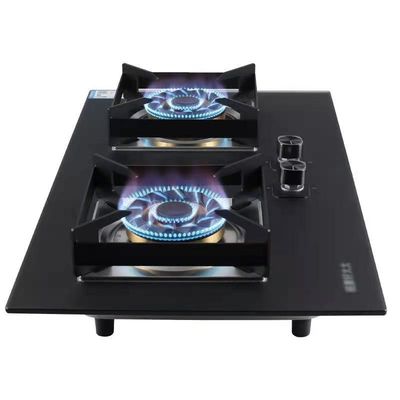 Cuisinière à gaz à panneau de verre résistant à l'explosion avec protection contre les flammes par thermocouple 2 brûleur