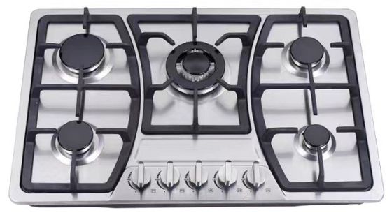 Appareil de cuisine Poêle à gaz intégrée avec 5 brûleurs et boîtier de protection en verre trempé