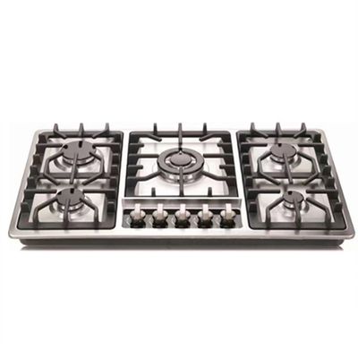 Appareil de cuisine Poêle à gaz intégrée avec 5 brûleurs et boîtier de protection en verre trempé