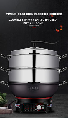 Couche antiadhésive Wok électrique pour ménage 220V Friture et friture de moules privés