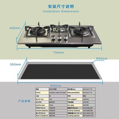 Accueil Commercial Bleu Meilleur poêle à flamme Stand Wok Cuisinière à gaz Cuisinière à double plateau 3 brûleurs