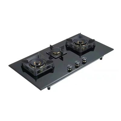 Accueil Commercial Bleu Meilleur poêle à flamme Stand Wok Cuisinière à gaz Cuisinière à double plateau 3 brûleurs