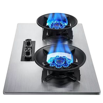 Appareil de cuisine Tengao bordure métallique Table haut bouton bouton gaz naturel / cuisinière à gaz à double brûleur