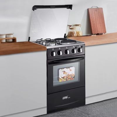Furnotel Cuisinière en acier inoxydable à 4 brûleurs à gaz avec four à cuisinière double