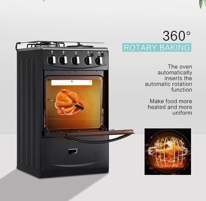 Furnotel Cuisinière en acier inoxydable à 4 brûleurs à gaz avec four à cuisinière double