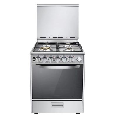 Furnotel Cuisinière en acier inoxydable à 4 brûleurs à gaz avec four à cuisinière double