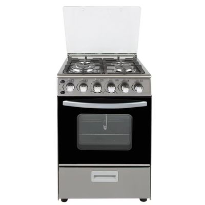 Cuisinière à gaz en acier inoxydable contrôlée par application avec 4 brûleurs et four à gaz à allumage automatique