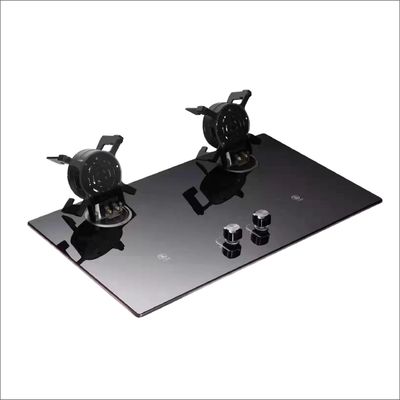 2 Cuisinière à gaz à brûleur GPL NG Construit en verre trempé noir Source d'alimentation