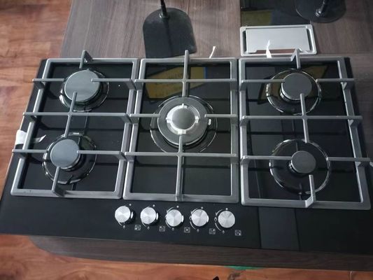 5 Cuisinière à gaz à brûleur avec allumage automatique et cuisinière à gaz en verre trempé