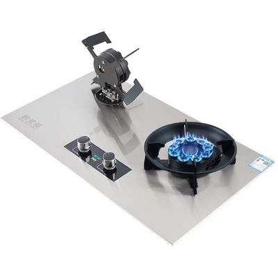 Cuisinière à gaz à 2 brûleurs intégrés avec une surface en verre trempé noir et une alimentation en céramique
