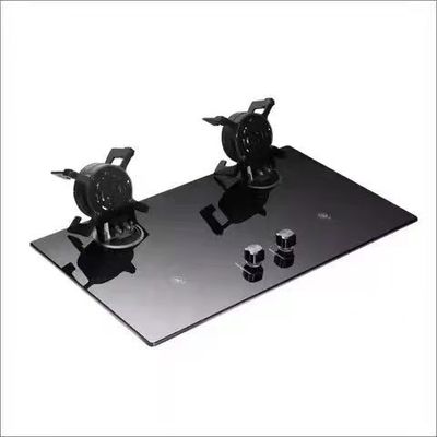 Cuisinière à gaz à 2 brûleurs intégrés avec une surface en verre trempé noir et une alimentation en céramique