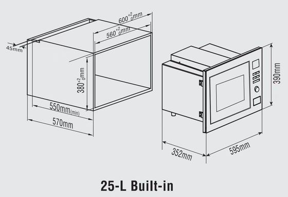 BD--1 Cuisinier électrique au micro-ondes avec gril 800W 20L en noir