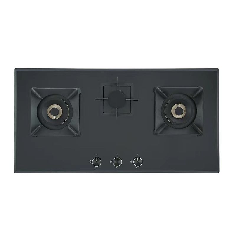 Cuisinière à gaz en acier inoxydable à piézo-allumage automatique à 3 brûleurs pour bureau de type intégré