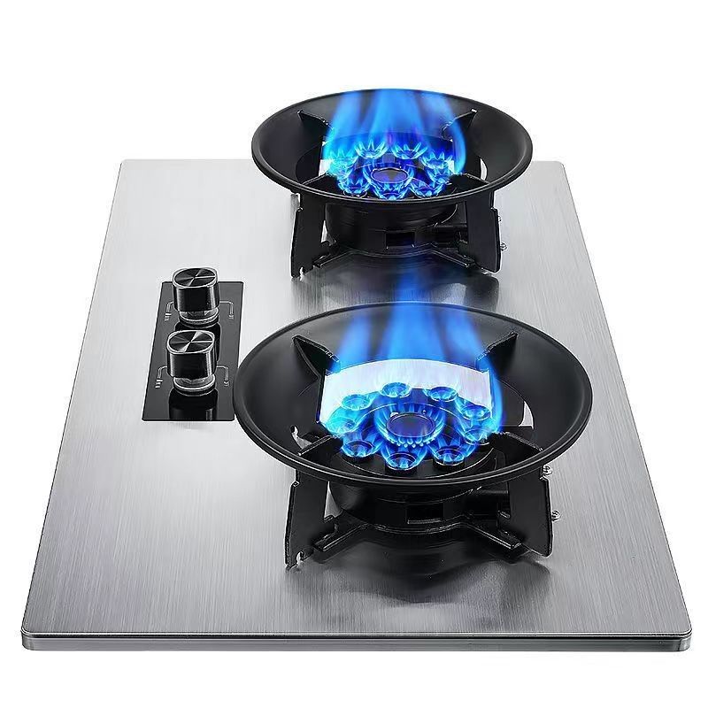 Appareil de cuisine Tengao bordure métallique Table haut bouton bouton gaz naturel / cuisinière à gaz à double brûleur