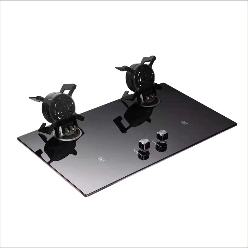 2 Cuisinière à gaz à brûleur GPL NG Construit en verre trempé noir Source d'alimentation