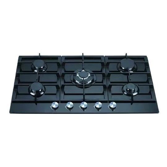 5 Cuisinière à gaz à brûleur avec allumage automatique et cuisinière à gaz en verre trempé