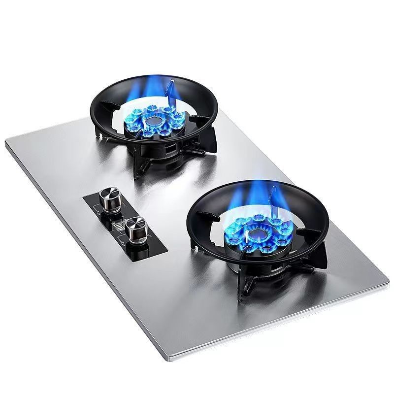 Cuisinière à gaz à 2 brûleurs intégrés avec une surface en verre trempé noir et une alimentation en céramique